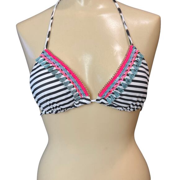 VICTORIAS SECRET+SUN STREAK Bikini Swimsuit   M/8  Boho Whimsey Embellished - Picture 2 of 10